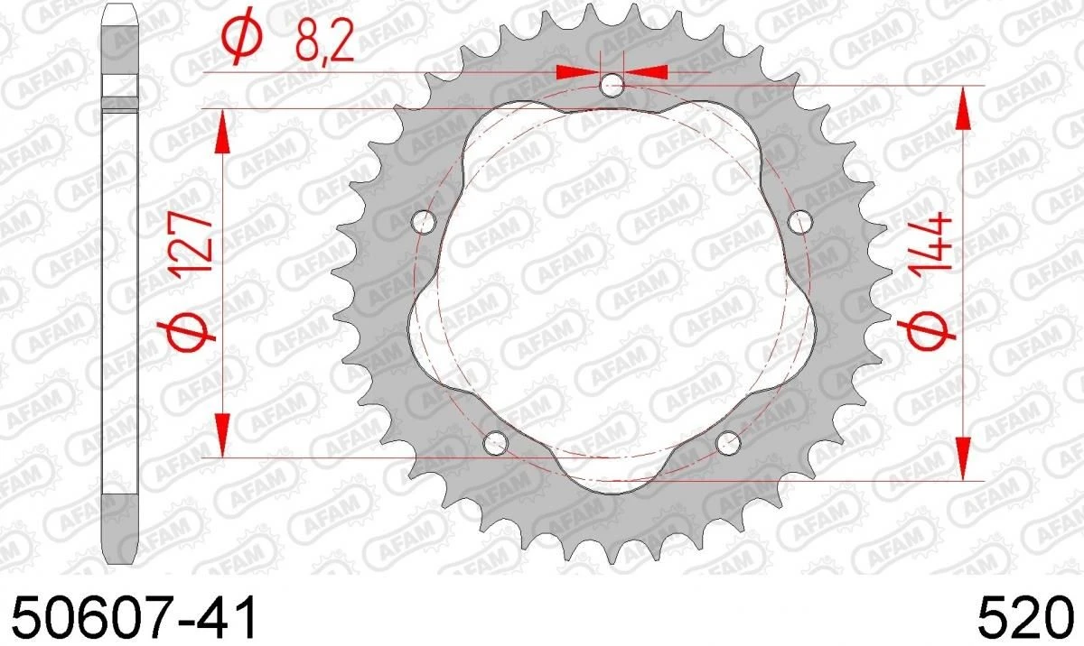 AFAM Tandwiel Achterzijde Staal 41T - 520 3 AFAM Tandwiel Achterzijde Staal 41T - 520