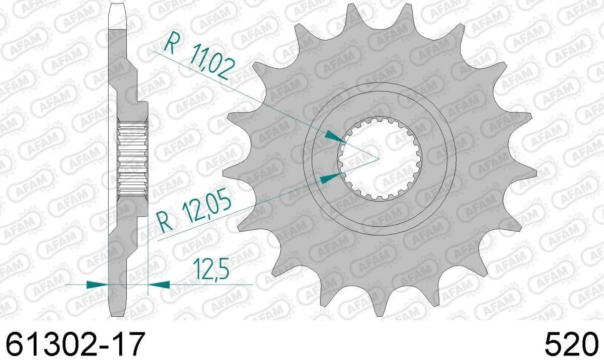 AFAM Tandwiel Voorzijde 17T - 520 3 AFAM Tandwiel Voorzijde 17T - 520
